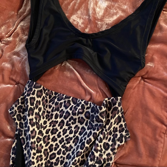 Handmade One Piece Swimsuit Bikini Black and Leopard Etsy high leg cheeky - Picture 2 of 4